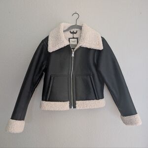 Abercrombie & Fitch Vegan Leather Shearling Coat